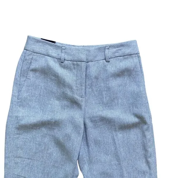 DKNY Slim Bootcut Trouser Womens Sz 2 Grey Herringbone Linen Blend - Picture 2 of 7